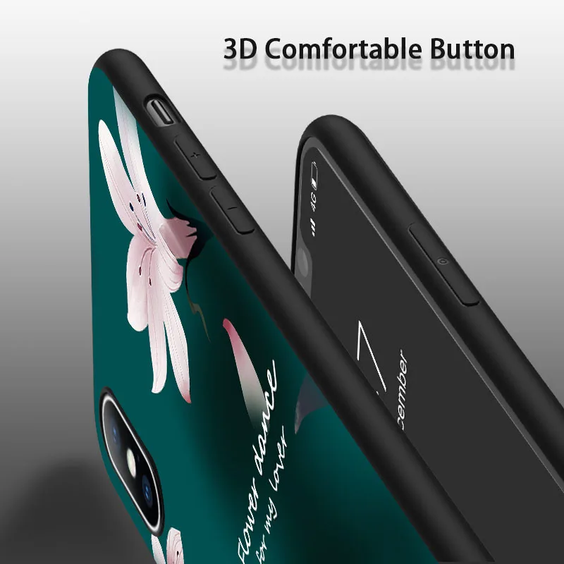 USLION Floral Flower Paint Phone Case For iPhone X XS XR Xs Max Soft TPU Letters Full Cover 6 6s 7 8 Plus 5 5s SE |