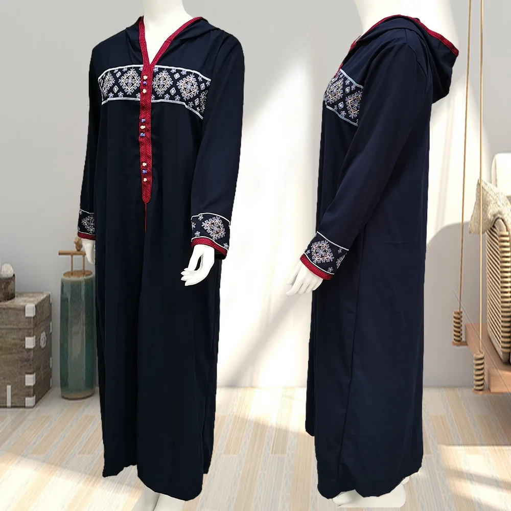 Embroidery Abaya Dress Women 2021 Dubai Turkey Islam Kaftan Muslim Hijab Dress African Robe Arabe Musulman Djellaba Femme PW178