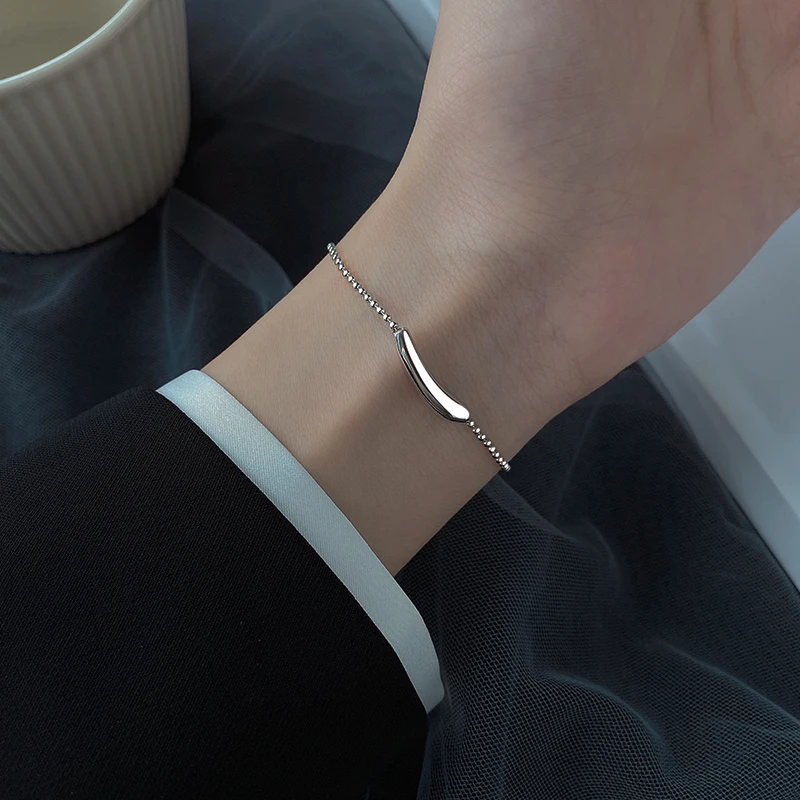 925 пробы Серебро Капли Браслет Женский Ins Стразы особой интерес нормкор Стиль