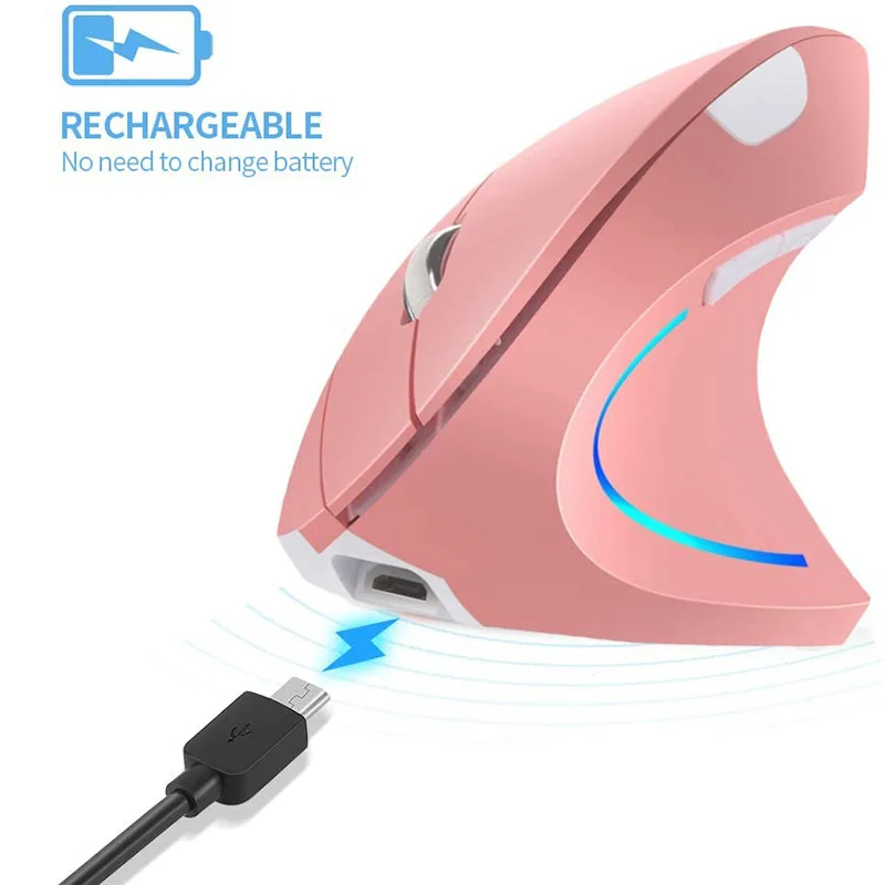

Right Handed 2.4GHz Wireless Ergonomic Rechargeable Vertical Mouse with 4 Adjustable DPI 800/1200/1600/2400