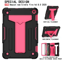 case for new kindle fire hd 8 2020 tablet 3 layer protection portable back adjustable bracket heavy shockproof cover