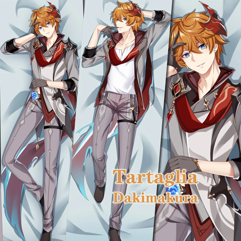 

Двусторонняя наволочка Genshin Impact Dakimakura с изображением персонажа из игры тартаглии наволочка для обнимающей подушки наволочка аниме дакимак...