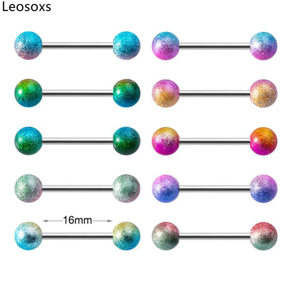 

Leosoxs Rainbow Color Tongue Nail Acrylic Sexy Breast Nail Barbell Ear Bone Nail Stainless Steel Tongue Ring Piercing Jewelry