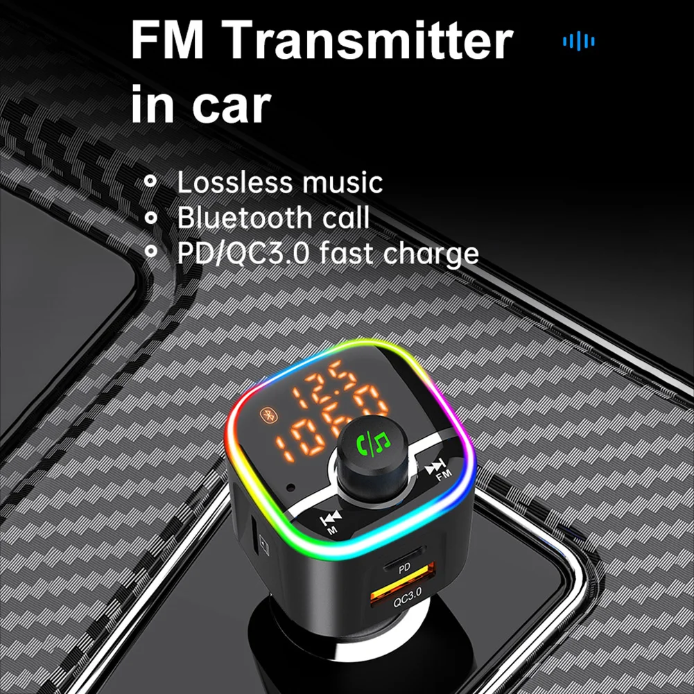 Автомобильное зарядное устройство USB беспроводной FM трансмиттер QC3.0 PD mp3 плеер
