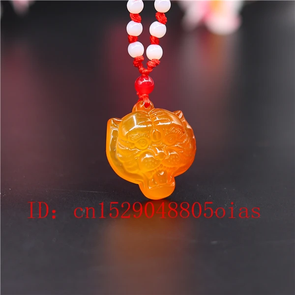 Ожерелье с подвеской в виде головы тигра из агата и нефрита ювелирные изделия