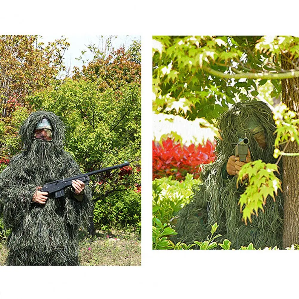 

5Pcs/Set 3D Universal Camouflage Suits Adjustable Size Ghillie Suit For Hunting Army Military Tactical-Sniper Set Kits Games