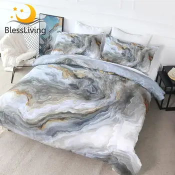 Blessliving Modern Marble Duvet Cover Art Abstract Bedding Set Queen Gray Khaki Home Textiles Stone Pattern Textured Bed Set 1