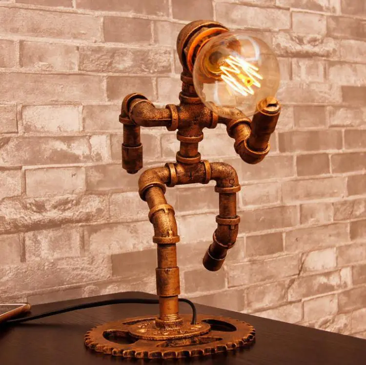 American Style Personalized Creative Loft Retro Lamp Bar Cafe Decorative Bedroom Robot E27 | Освещение