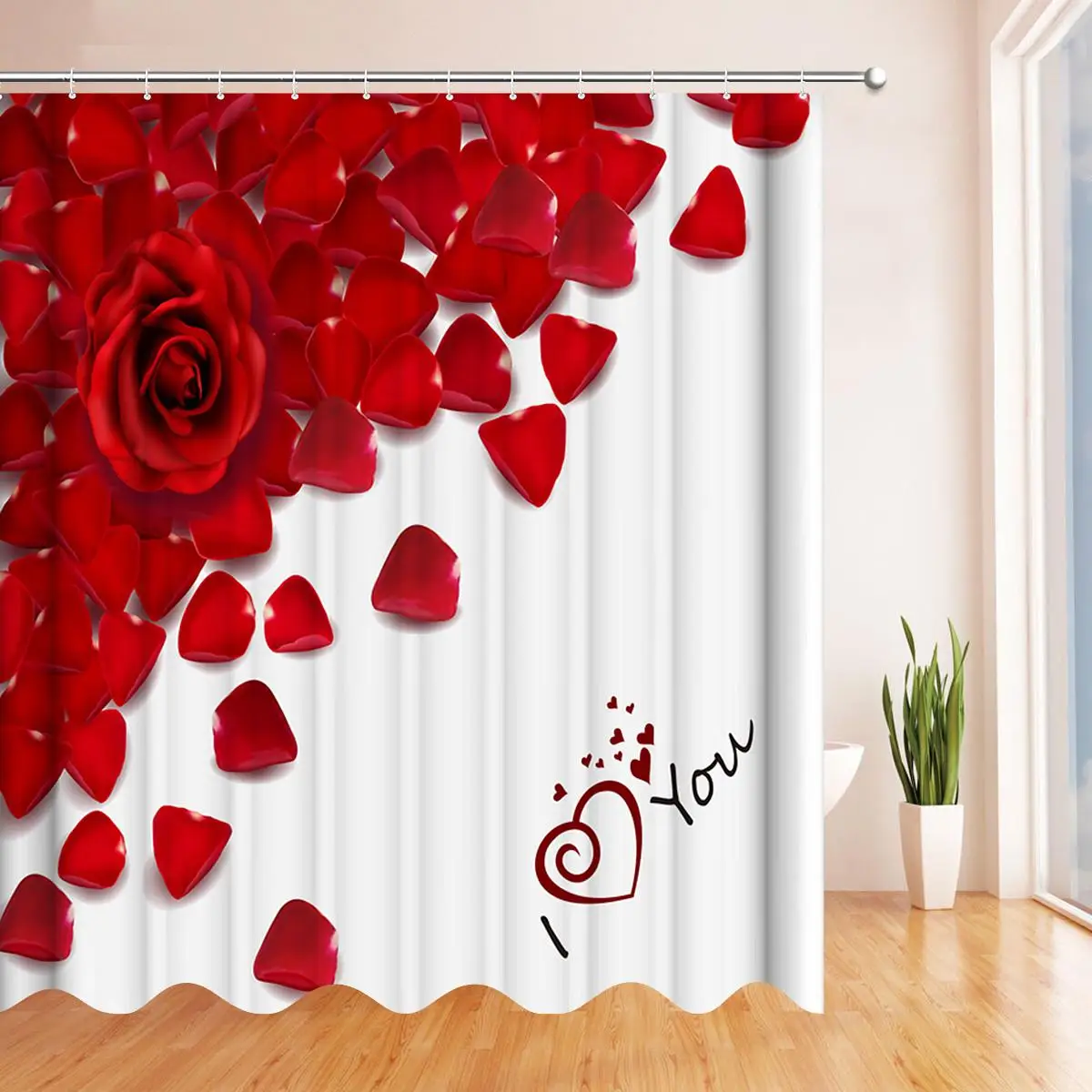 Подарок на день Святого Валентина нескользящий коврик с лепестками розы для