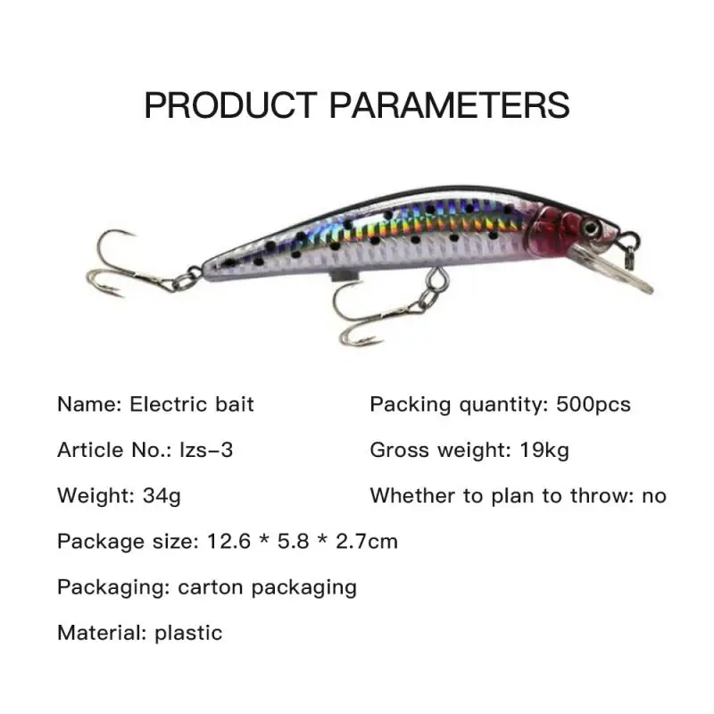 

Fish Lures Electric Bait Automatic Swimming Bait 3D Eyes USB Rechargeable Light LED Life-Like Fishing Lures Artificial Bait