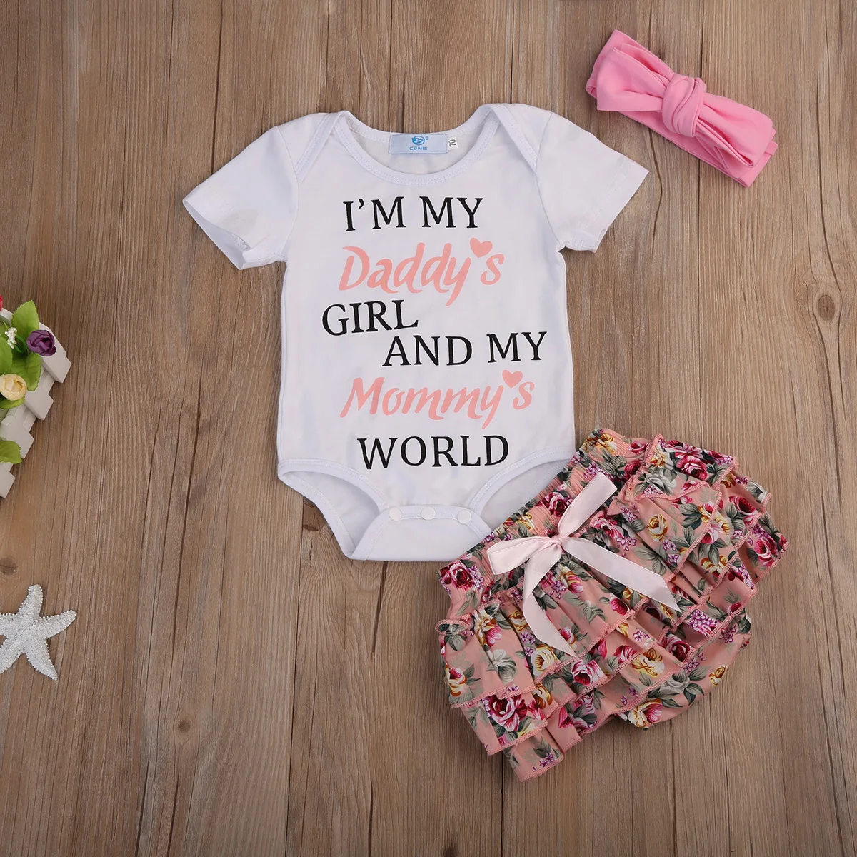 

Летние комплекты из 3 предметов для девочек, топы с коротким рукавом и буквенным принтом и цветочным принтом, многослойные треугольные брюк...