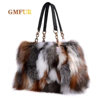 ladies purses 100 real silver fox fur shoulder messenger women crossbody bags for luxury designer dinner bag wallet handbag