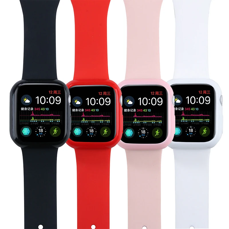 Мягкий силиконовый чехол накладка для Apple Watch полная защитная оболочка iWatch 4 40 мм 44