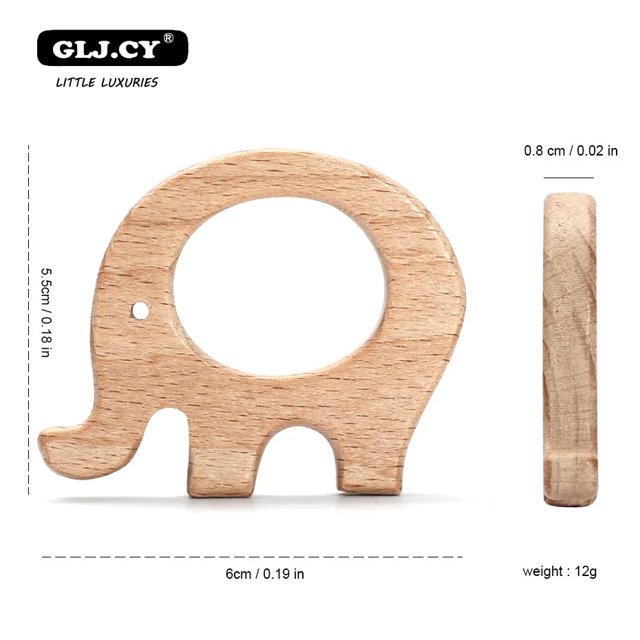 20 штук x 70 мм незавершенные прорезыватель из буковой древесины слона Бесплатная