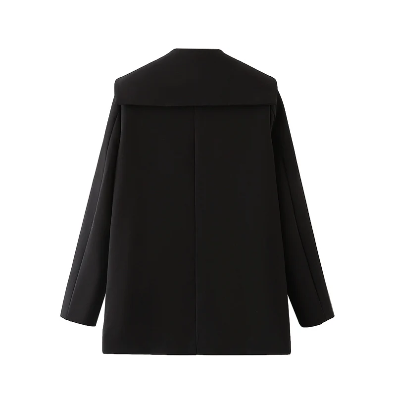 

Autumn and winter women's jacket casual solid color double-breasted pocket decorative jacket