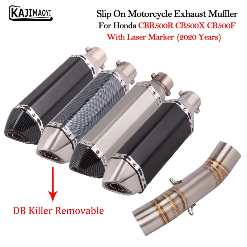 

Motorcycle Exhaust Muffler Modified DB Killer Escape Moto Middle Link Pipe Slip On For Honda CBR500 500R CB500X CB500F 2020 Year