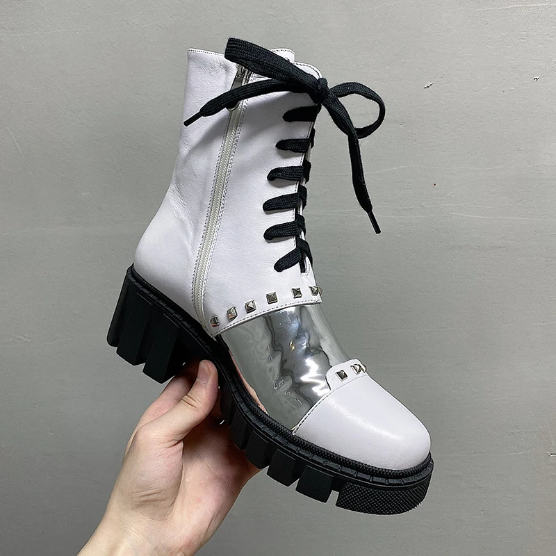 

2020 Unique design Genuine leather Women boots Riding boots Fashion boots Motorcycle boots The mirror New winter Women shoes