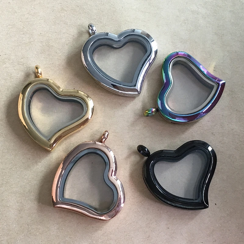 5 шт./лот 6 цветов Сердце Магнитный 316L Нержавеющая сталь плавающий кулон