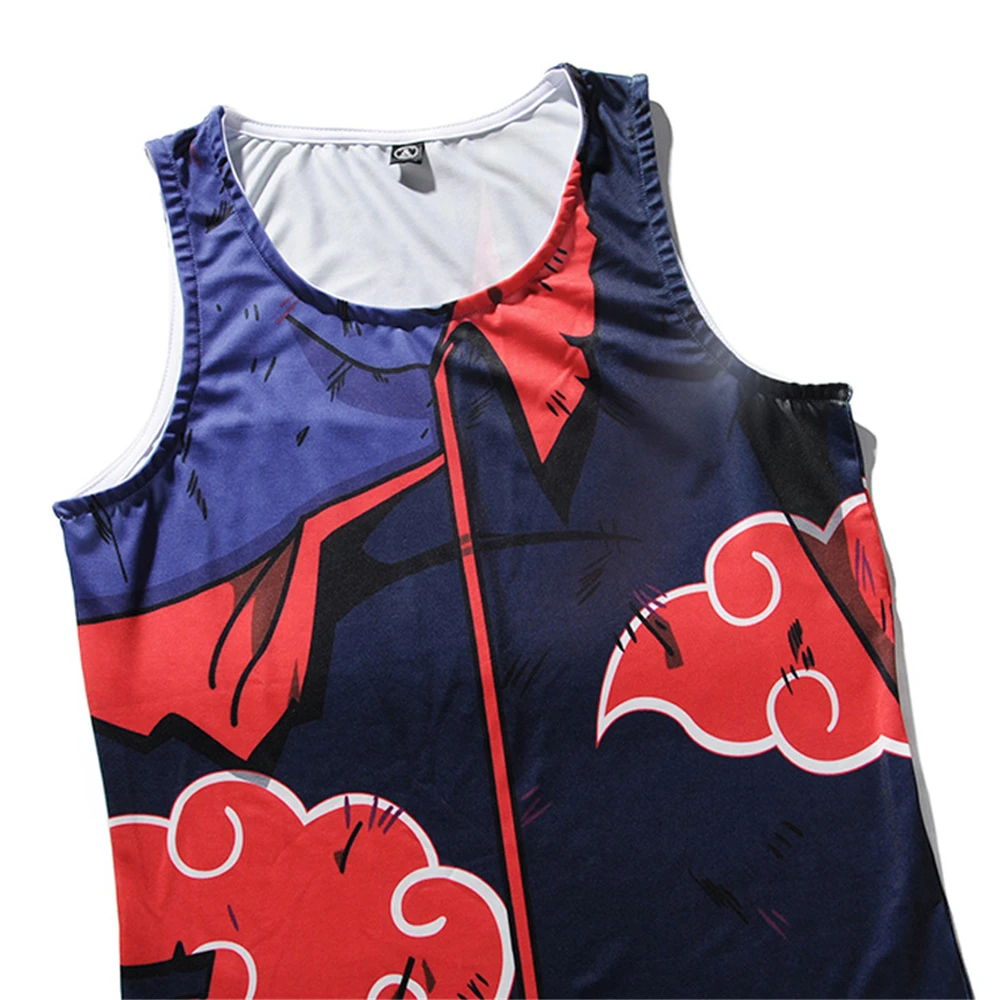 Летняя мужская жилетка с 3D принтом аниме Наруто Учиха Итачи без рукавов