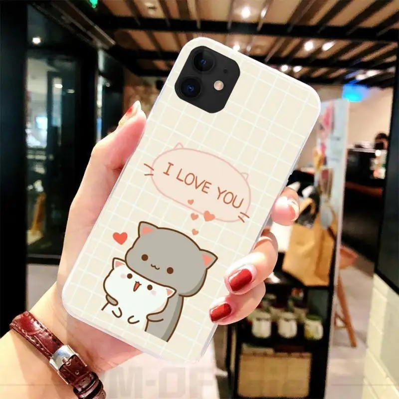 

Peach Cat Cartoon Soft Silicone Black Phone Case For iphone 5C 5 6 6s plus 7 8 SE 7 8 plus X XR XS MAX 11 Pro Max
