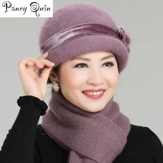 Женская трикотажная шапка в комплекте брендовые вязаные шапки с цветочным