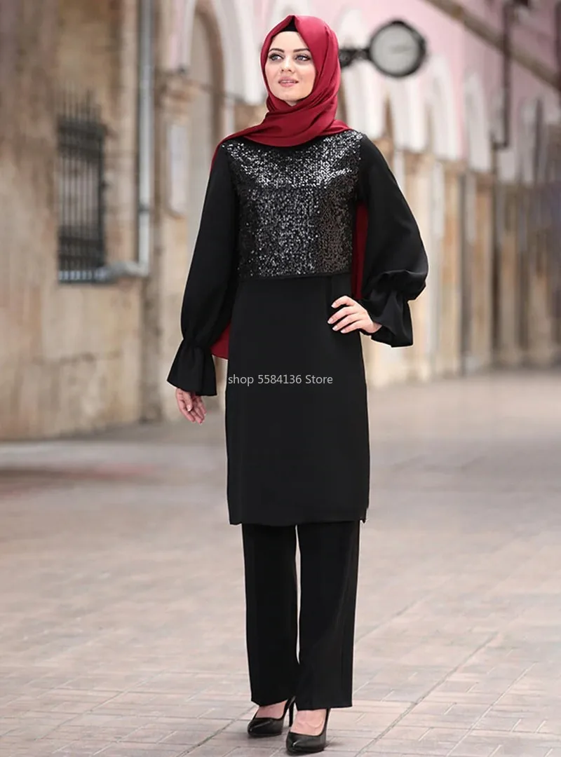 Женский мусульманский костюм модная абайя Малайзия топы с длинным рукавом и