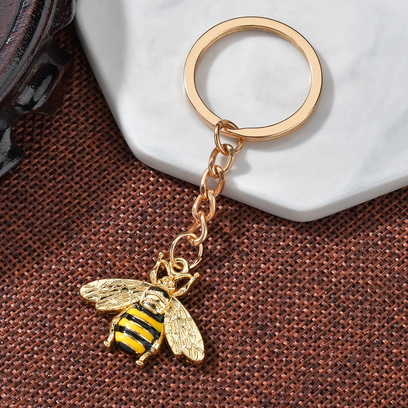 Новинка брелок в форме насекомого Милая пчела Сердце ладонь эмаль сверкающий