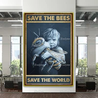save the bees save the world poster bee lovers beekeeper home decor canvas wall art prints living room decoration unique gift