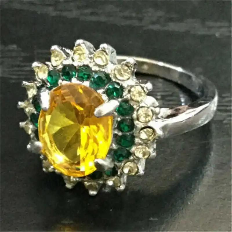 

Women Wedding Ring Sz6-10 Flower Sun Flower Ring Jewelry Man Exquisite Engagement Ring