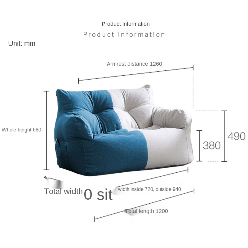 

Two Seat Large Bean Bag Sofa Chair Lazy Sofa Couch Recliner Floor Seat Tatami Sofa Cover No Filler Puff Ottoman Pouf Footsool WF