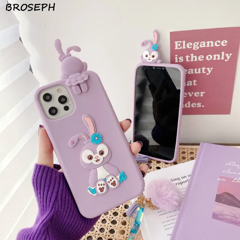 designer phone cases Dễ Thương Thỏ Tím Ốp Lưng Điện Thoại iPhone 12 11 Pro X Xr Xs Max Silicone Mềm Dẻo Trong Cho iPhone 6 6S 7 8 Plus Với Sang Trọng Bóng iphone leather case