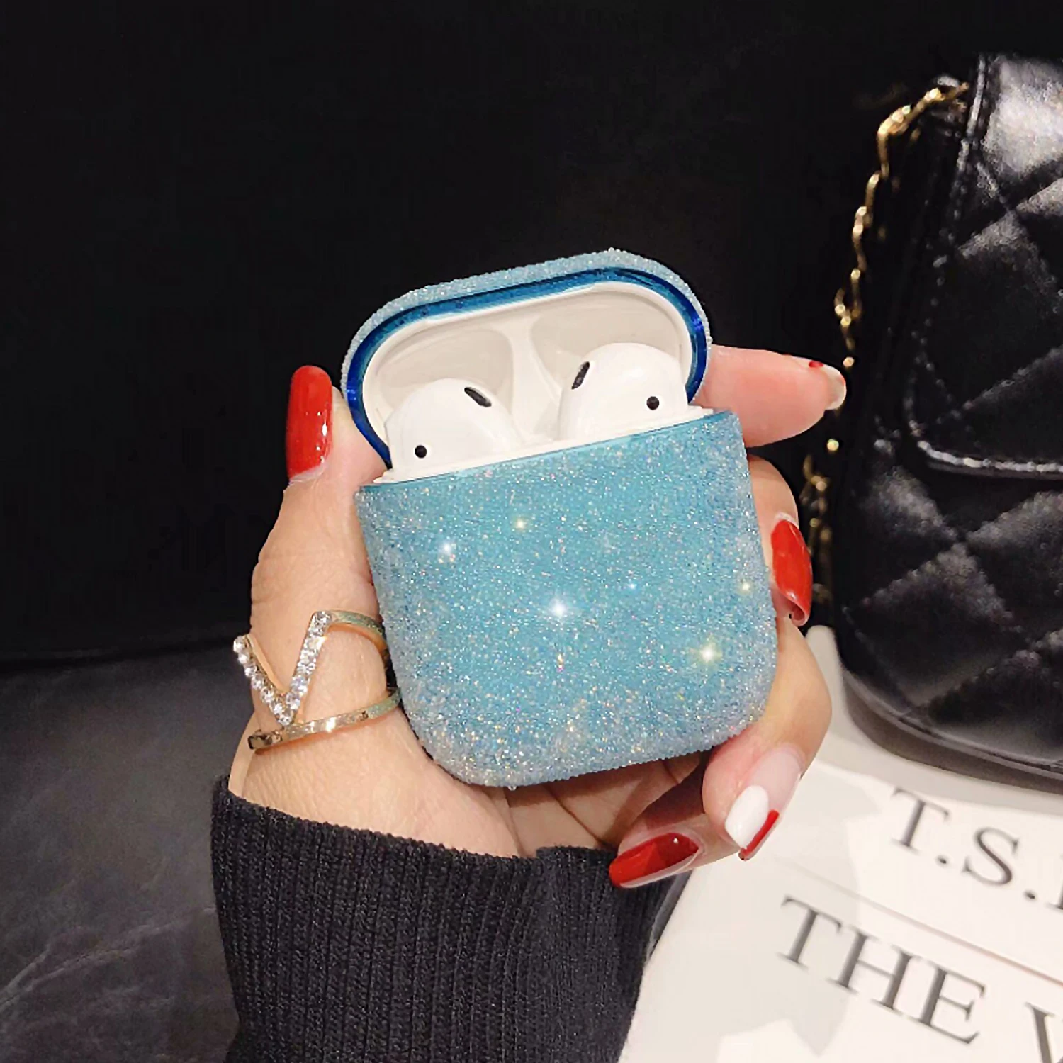 

For Airpods 1&2 Airpods Pro Bling Glitter Crystal Sparkly Shockproof Wireless bluetooth headset protective Case Cover