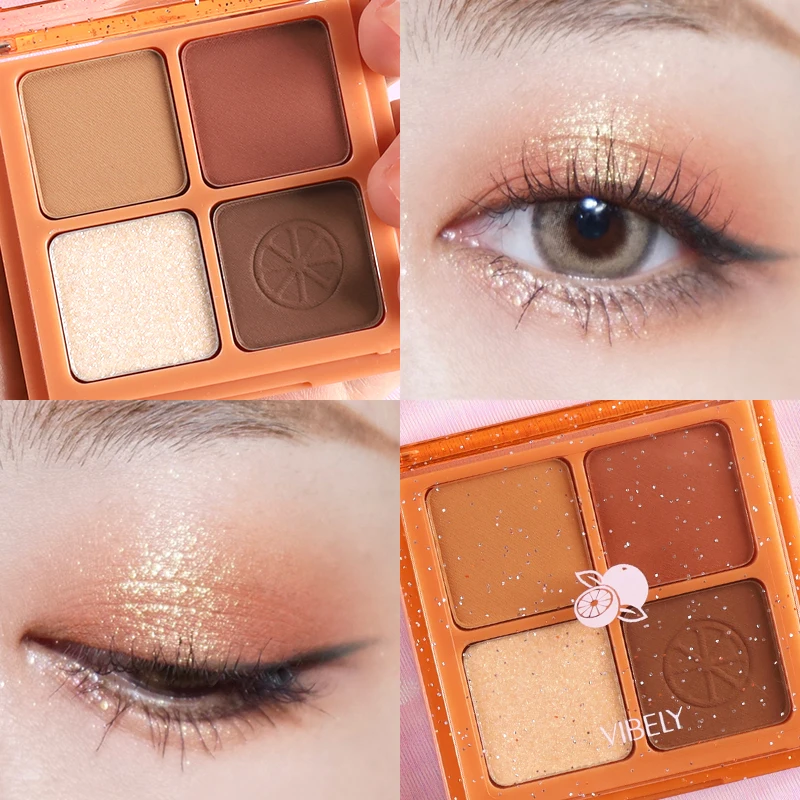 4 цвета Тени для век Палитра природных оттенков жемчужные тыквы блестящие