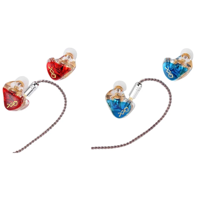 

2X DZX Headphone Resin Inverted Mold Game Earplug Monitor With Microphone Wire Control Headset Blue & Red
