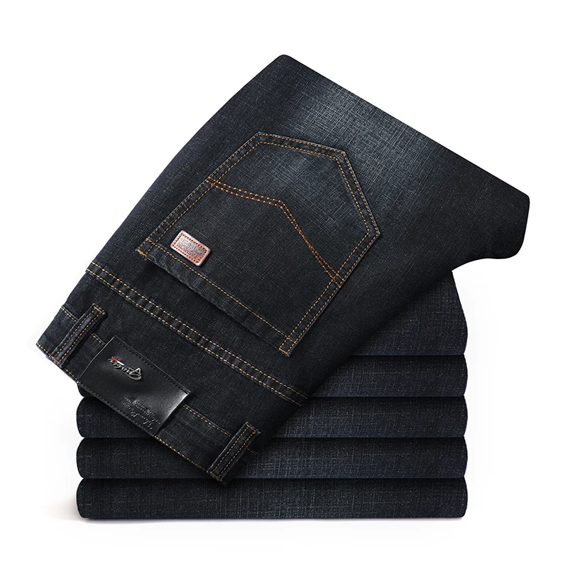 

High-quality jeans men's straight loose warm stretch men's pants spring and autumn pants