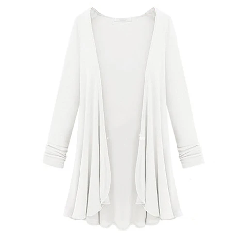 Открытый стежок женское осеннее пальто более размера Дамский Длинный рукав