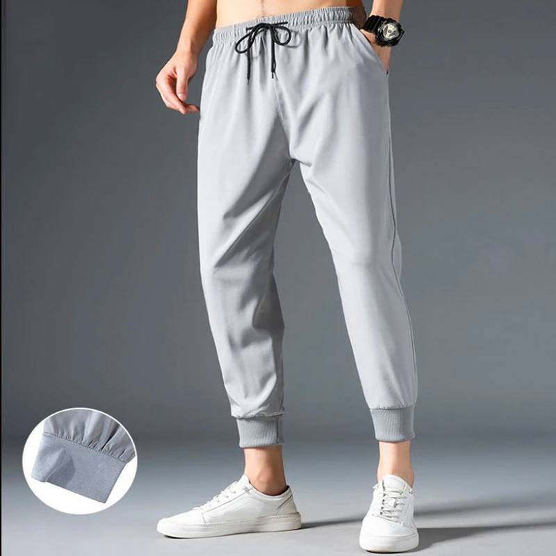 

Summer Sweatpants for Men Ice Silk Quick-drying Pants Casual Fashion Outdoor Sport Style Plus Size Pantalones De Los Hombres