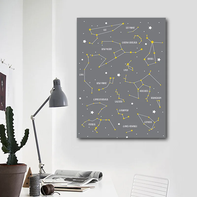 HD принты Nordic Стиль домашний декор карта в виде созвездия фотографии Wall Art Холст