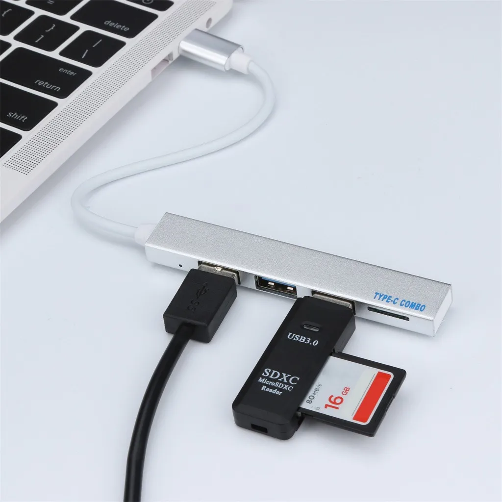 Концентратор OMESHIN с 3 портами USB C сплиттер Type картридером TF для Macbook Pro iMac ПК