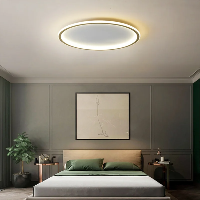 

Living room Nordic style modern minimalist atmosphere ultra-thin round square lamp simple European study bedroom lamps