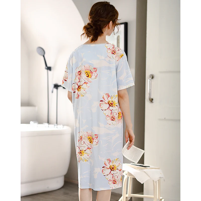 

Women Nightgowns Modal Nightdress Nightwear Sweet Princess Short sleeve Sleepwear Loose Summer Homewear
