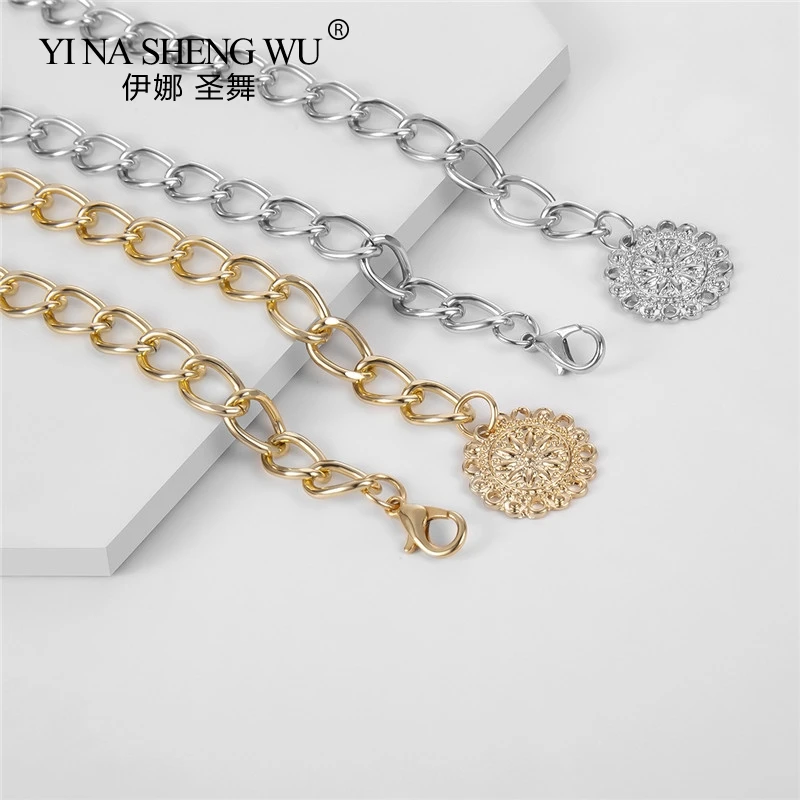 

New Fashion Girls Belly Dancel Waist Chain Gold Plated Belt Decoration Belt for Dresses Women Circle Metal String Designer Belts