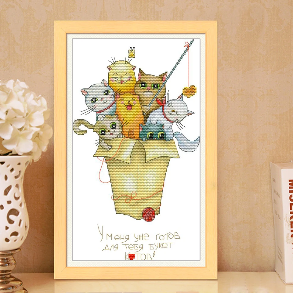 Набор для вышивки крестиком Joy Sunday с изображением кошки и милого котенка