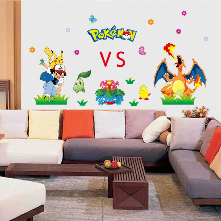 Pokemon 3D мультфильм горячие настенные наклейки креативные Postersmirror наклейки украшение комнаты