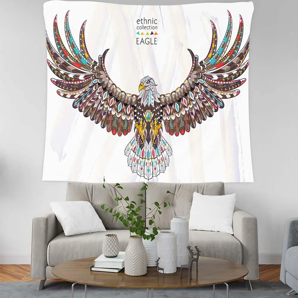 

Eagle Spreading Wings Color Painted Tapestry Living Room Bedroom Wall Hanging Tapestry Art Collection Wing Cloth Decoration