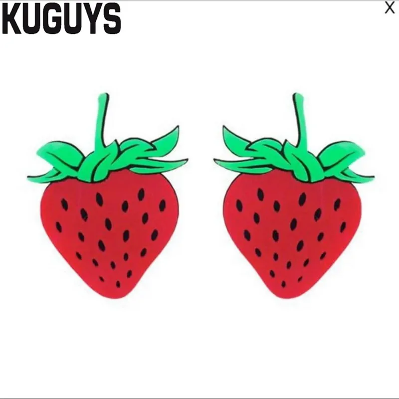 KUGUYS серьги-капли с фруктами и клубникой для женщин трендовые ювелирные изделия