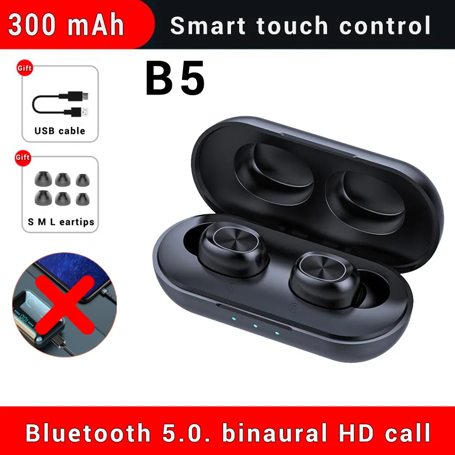 B5 button control TWS 5,0 Bluetooth наушники беспроводные наушники HIFI 8D бас стерео гарнитура громкой связи бинауральные звонки беспроводные наушники - Цвет: B5 button control