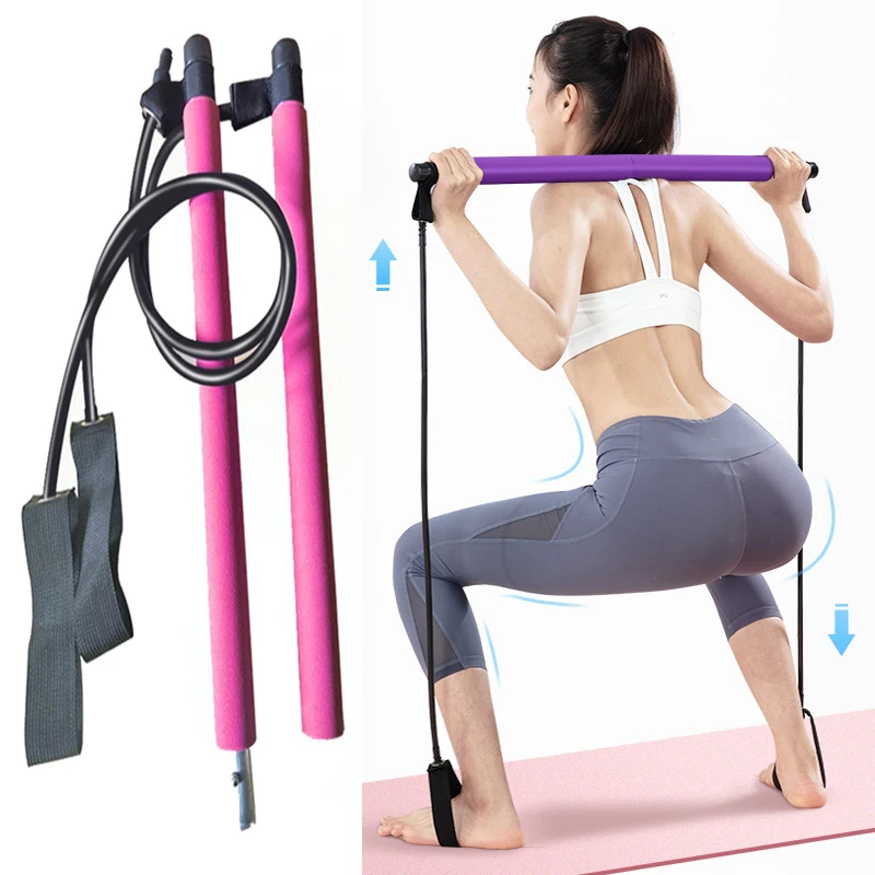

New Fitness Yoga Pilates Bar Kit Crossfit Resistance Band Exerciser Yoga Pull Rods Pull Rope Portable Gym Home Fitness Equipment