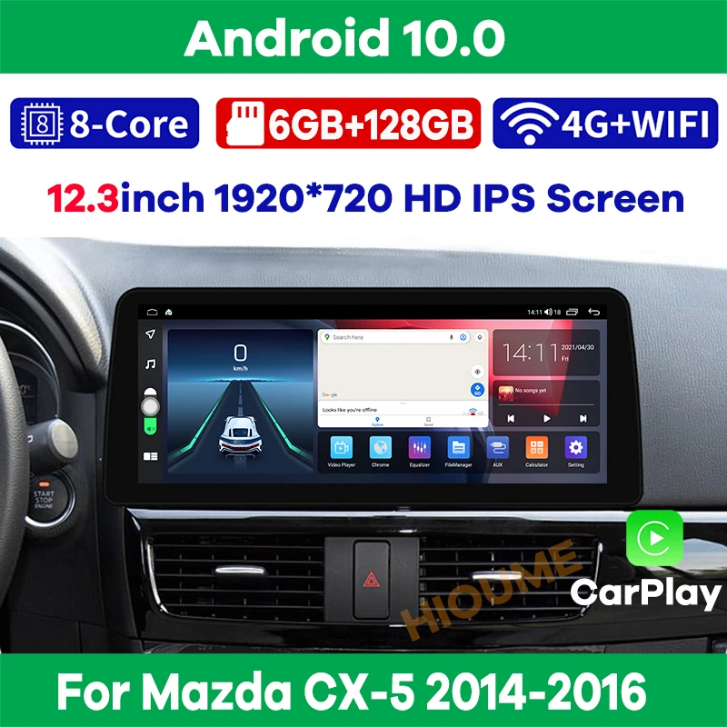 12 3 &quotAndroid 10 автомобильный мультимедийный плеер радио GPS-навигация для Mazda CX-5 2014 2015