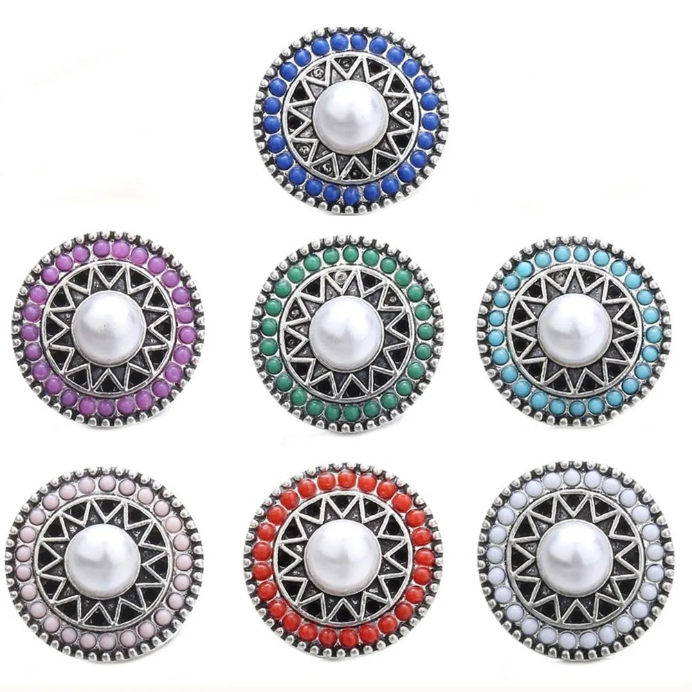 

10pcs/lot New Snap Jewelry Multicolor Flower Colorful Rhinestone Snap Buttons Fit Silver 18mm DIY Snap Bracelet Bangles
